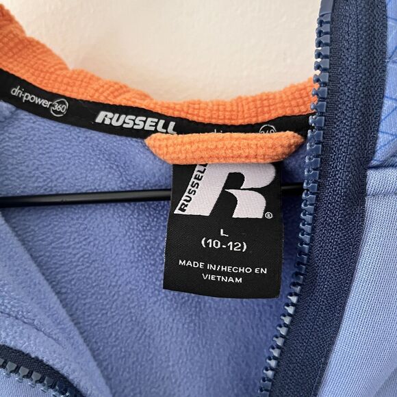 Russel Boys Blue Orange Half Zip Hoodie Sweatshirt - Large 10/12 - Picture 3 of 5